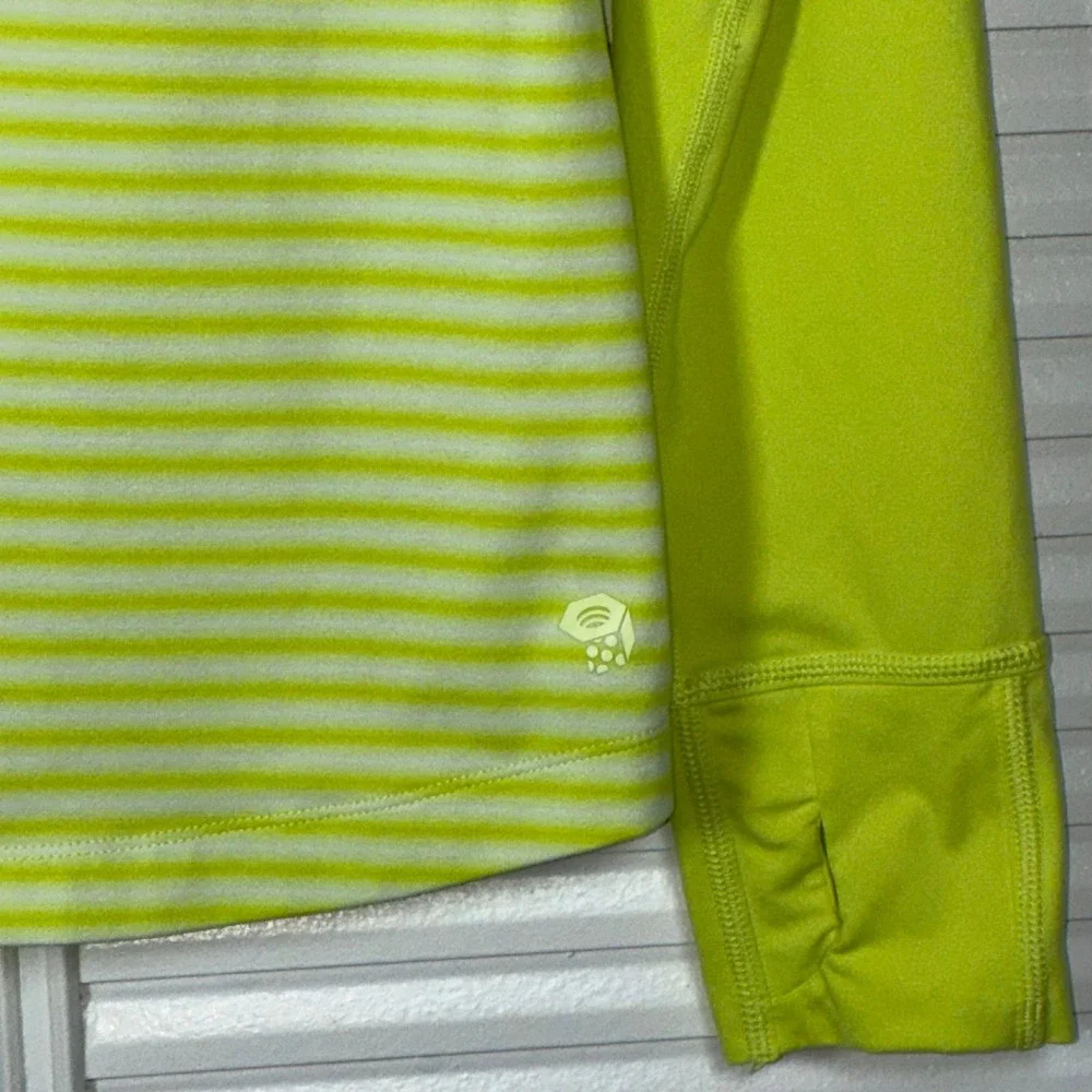 Mountain Hardwear Womens Neon Striped 1/4 Zip Hooded Pullover Size L/G FLAW - Picture 2 of 7